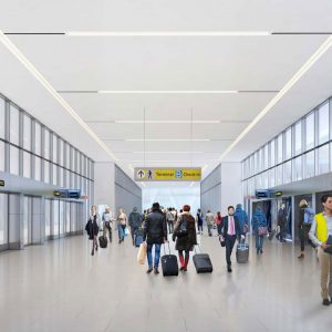 Rendering of New LGA Proposed Airtrain Platform Central Hall