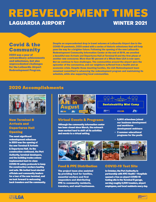 Redevelopment times LGA Airport Winter 2021
